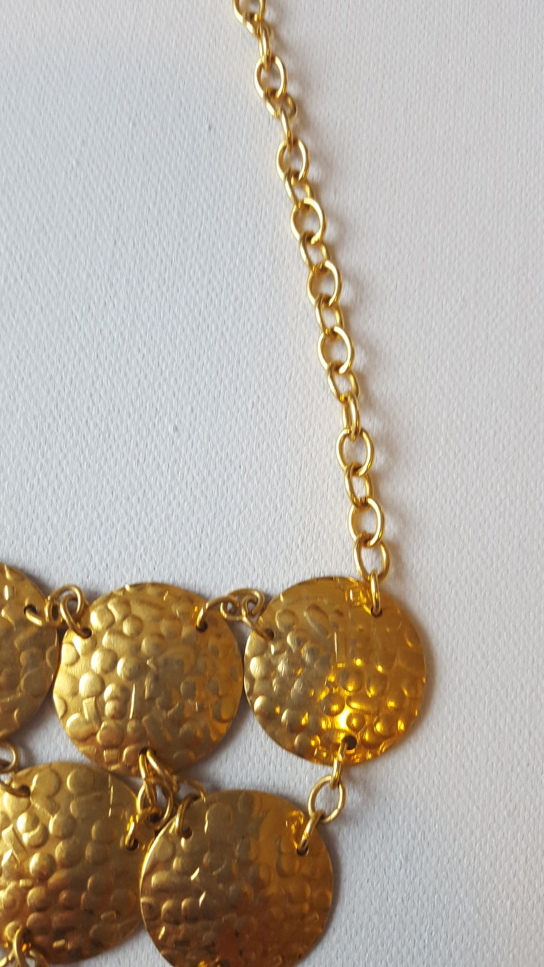 VINTAGE Gold Tone Bib Necklace / Gypsy Jewelry / Chandelier Necklace image 3
