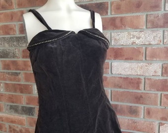 Vintage Nardis of Dallas Velveteen Velour Tank Top / Brown corset style Tank Top