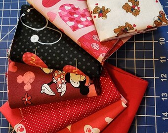 Valentine's Fabric Bundle / Red And White Heart Fabric