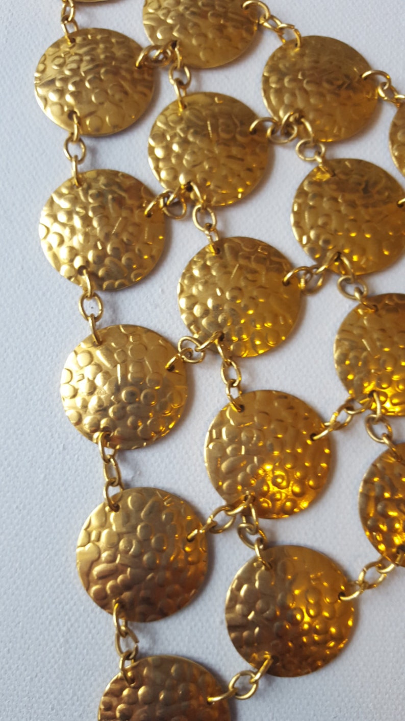 VINTAGE Gold Tone Bib Necklace / Gypsy Jewelry / Chandelier Necklace image 2