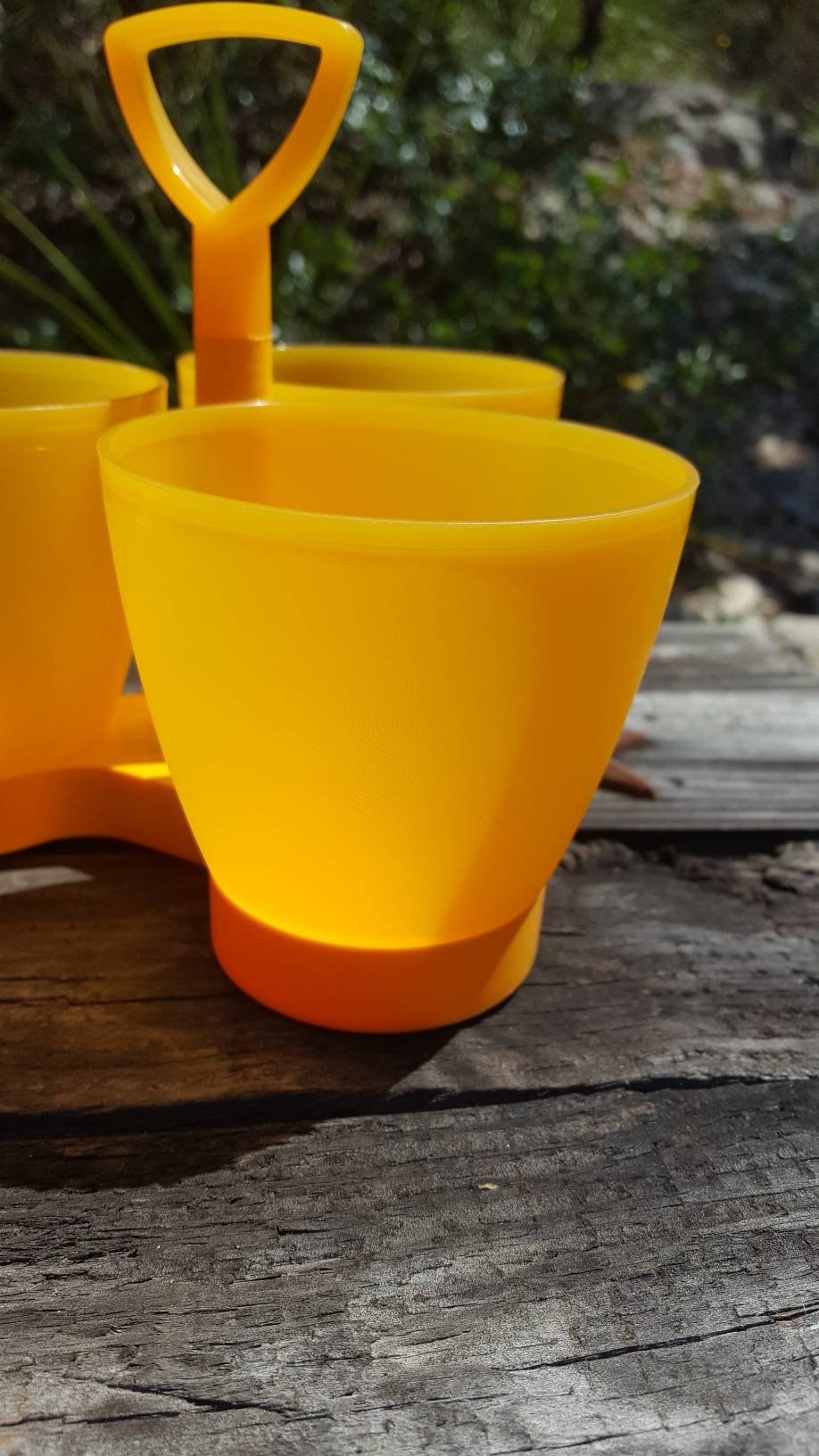 Vintage Tupperware Condiment Caddy / Sunflower Yellow Caddy / Picnic
