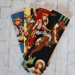 Cowgirl Reusable Napkins / Lunch box Cloth Towels / Rockabilly Wipes / Cloth Towels /Paperless Towels