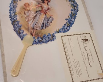 Hand Held Fan / Old Print Factory Reproduction Greeting Gift Ideas