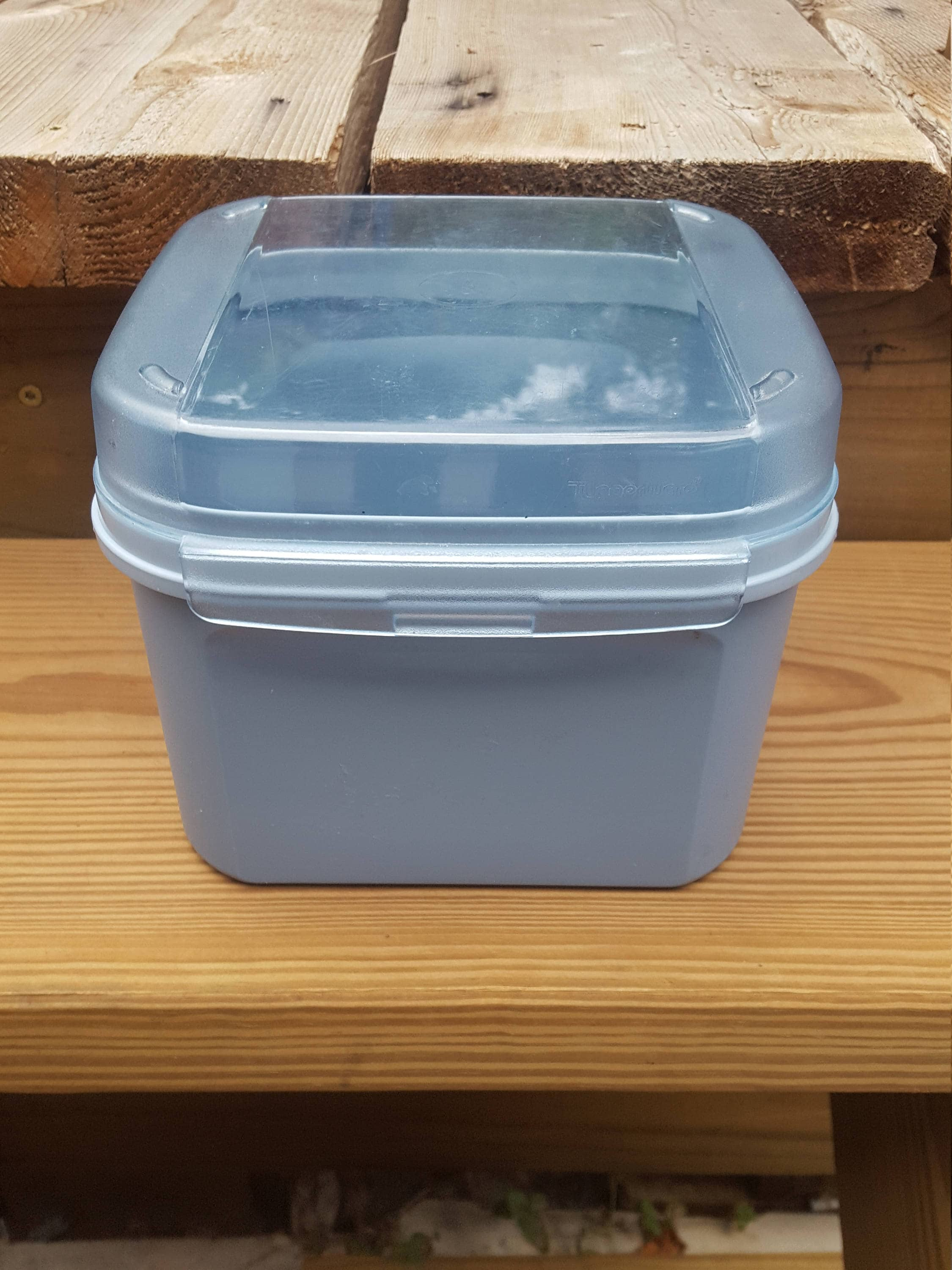 Tupperware Recipe Box, Blue Tupperware Hinged Lid, Tupperware