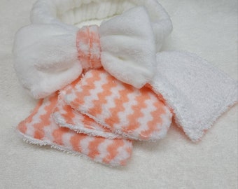 SPA Facial Headband and Cleansing Pads / Skincare Headband set / Bow Headband Set / Bowknot Makeup Headband