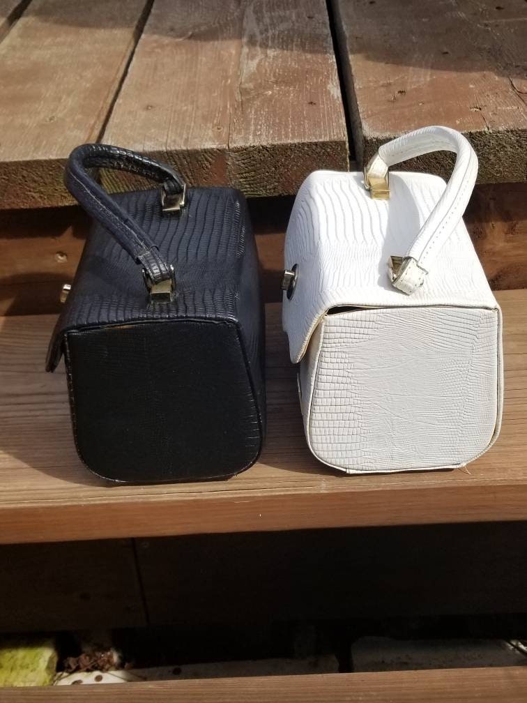 Vintage Box Bags / / Daniel Hugo Box Purse / Top Handle Bag / White Box ...