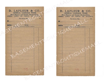 Vintage Receipt Digital Download