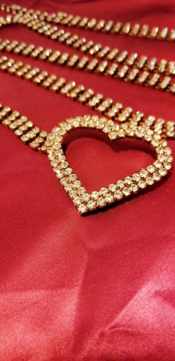 Vintage Rhinestone Belt / Heart Belt Buckle