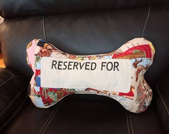 Personalized Pet Pillow / Reserved for Pet Pillow/ crazy quilt Dog Bone Pillow