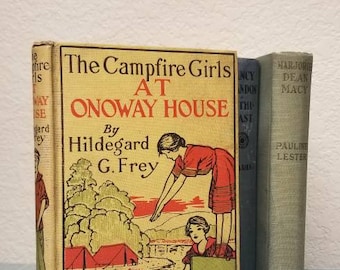 Vintage Books / Marjorie Dean Macy / Highschool / Lillian c Garis / the Campfire Girls / shabby chic decor