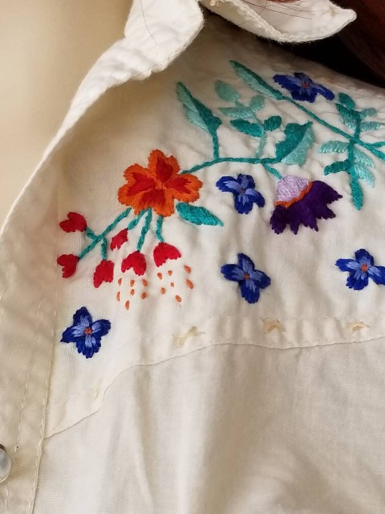 Vintage Western Shirt / Unisex Embroidered Shirt / Vintage Hand ...