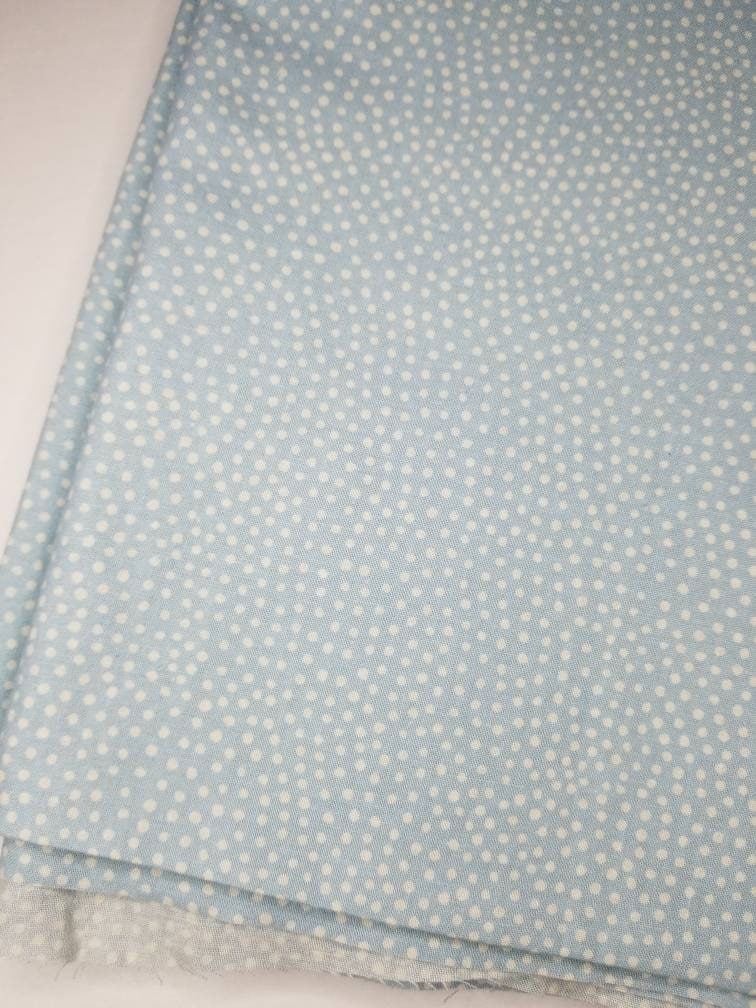 Vintage Baby Blue Dot Fabric / By the Yard