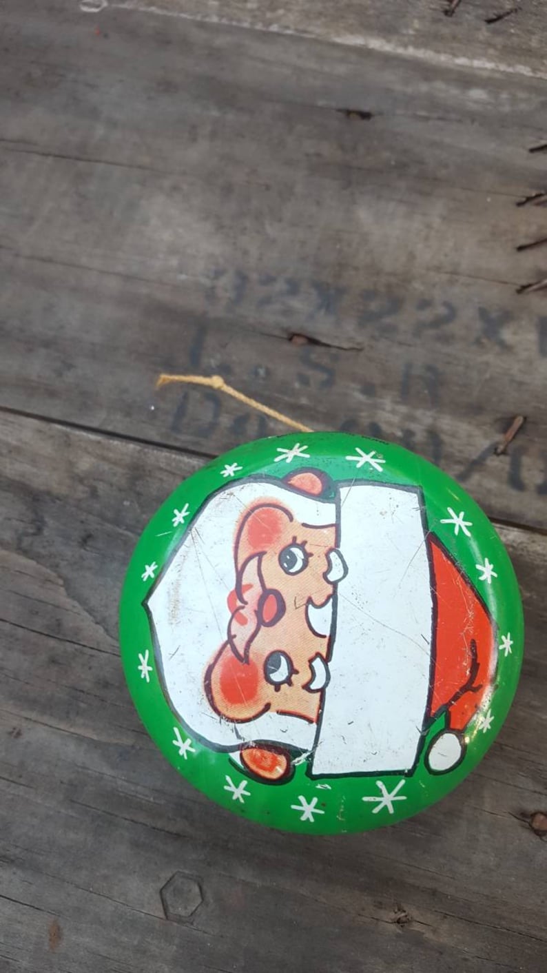 Vintage Santa Claus Tin Yo Yo Original String Yo Yo Christmas Memorabilia Home Decor Gift Ideas Craft Supplies