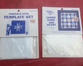 Churn Dash Heart Variable Star 12 inch Template Set Sewing Quilt Block Pattern.