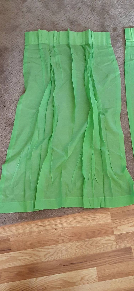 Vintage Pinch Pleated Drapes Semisheer LIME GREEN 48 X 45 Etsy