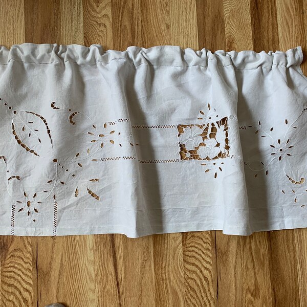 Embroidered White Unlined Curtain main image 0