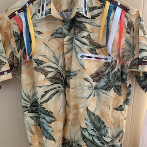 Tribal Ribbon Shirt Adult 2X.  Sea Shells, Bone, Semi-Precious, Wooden Beads, Ribbons. Native Regalia. Short Sleeve, Button Down, Pocket.