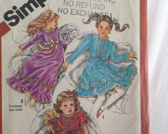 Cinderela Vestido com Babados Boneca e Criança/Criança Tamanho 4 Simplicidade #5354