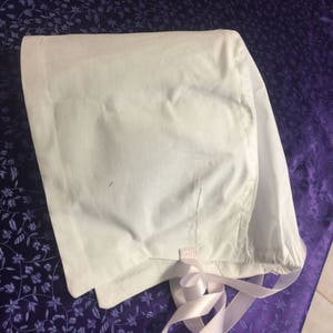 SENHORA SUNBONNET, branco preto chita cetim ocasião especial Pioneer Colonial Bonnet algodão macio e resistente