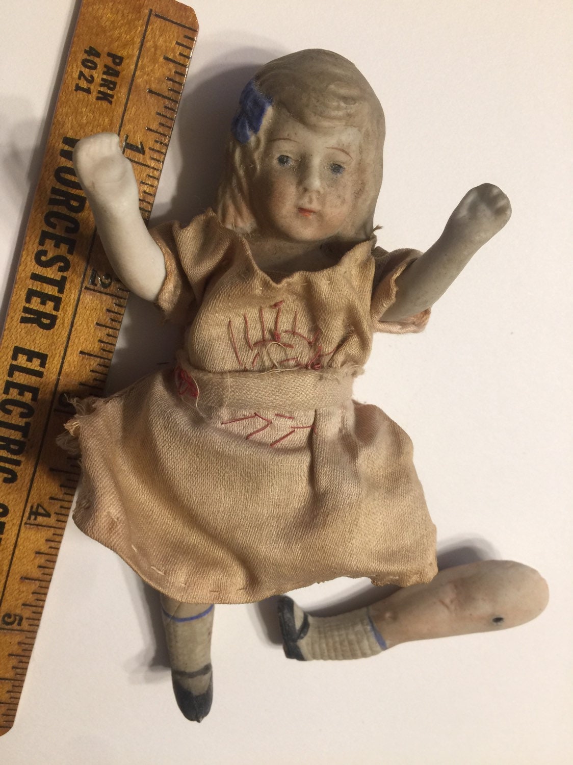 5 Inch Girl Doll Bisque Porcelain Wire Jointed Antique