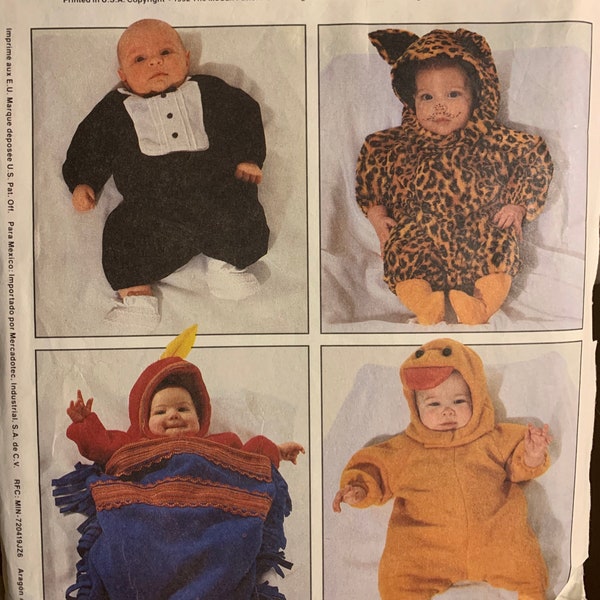 Halloween Tots Size 4 Costumes.  Indian Papoose, Pumpkin, Pirate, Dalmatian, Tuxedo.  McCalls 6153