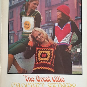 Vest SKIMPS to CROCHET.  3 Vintage Patterns. Smiley Face, Heart, Granny Vests.  PDF Instant Download!