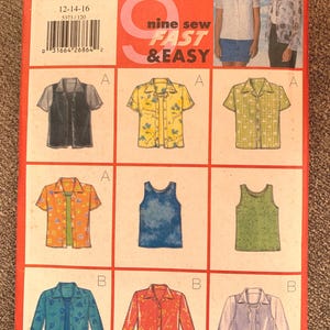 Miss 12-14-16 Petite Shirt & Tank Top. Very Easy Butterick #5373 Classic Sewing Pattern from Professional Seamstress.