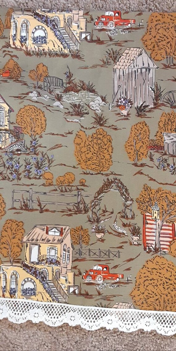 ヴィンテージアメリカン風の風景カーテンバランス 44 x 14-18インチ