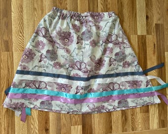 Lavender Butterfly Ribbon Skirt, Teen Size 10-14, Pow Wow Regalia