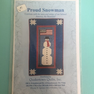 Proud Snowman Pieced 10 x 25&quot; Quilt Wallhanging Pattern. HALF PRICE!