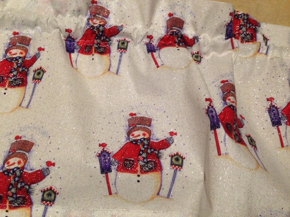 Christmas Valance Holiday Snowman Bird Feeder Cardinal Shiny Etsy
