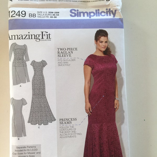 Miss/Womens Sizes 20-28 Dress Amazing Fit. Simplicity #1249 Sew pattern