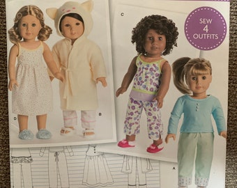 May include: Simplicity sewing pattern 8281 for American Girl dolls. The pattern includes instructions to sew four outfits for 18-inch dolls. The pattern cover features illustrations of dolls wearing the outfits.