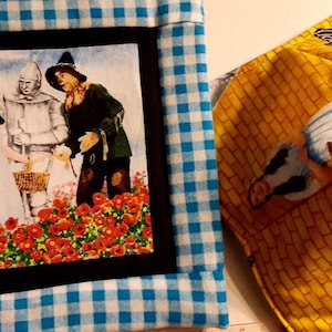 Wizard of Oz Dorothy Characters in Field of Poppy Birthday GIFT SET, Pot Holder, Bowl Cozy, Yellow Brick Road.