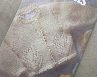 Baby Cardigan TULIP Lace Sweater PDF Knit Pattern 6 mo - 2 yr.  Instant Download!