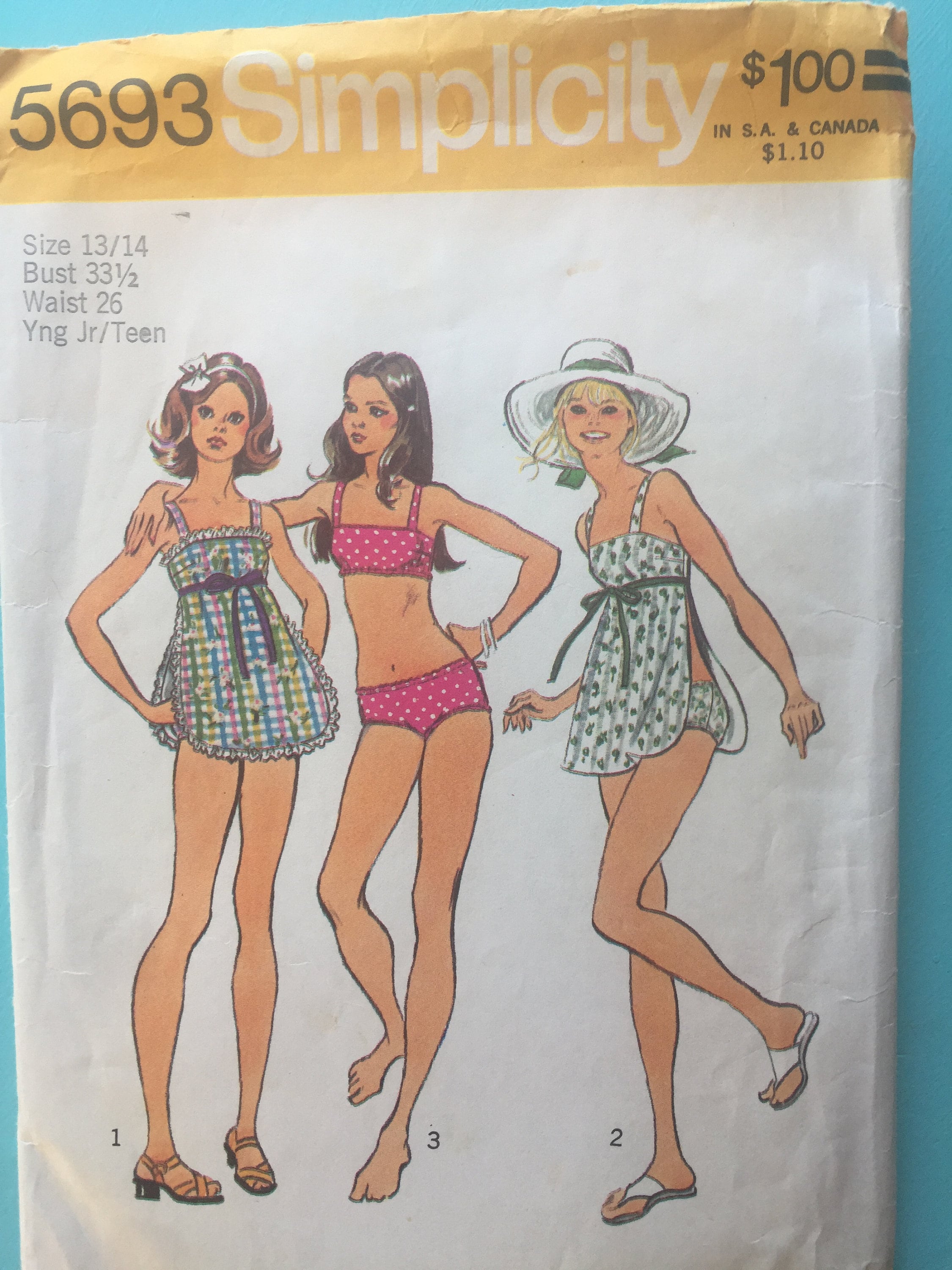 80s Swimsuit Pattern Bikini and Shorts Pattern Size 10-14 UNCUT Bathing-suit Pattern Simplicity 9391 Two Pieces Swimsuit