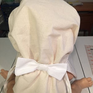 Girls 7-14 Sunbonnet Natural Muslin with White Bow, White Lace.  Costume Dress Up  Little House on the Prairie Costume Civil War Era