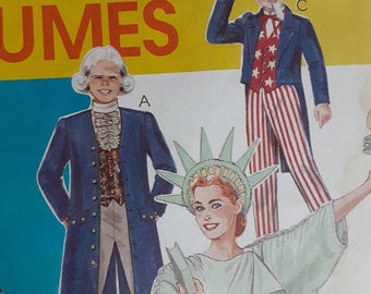 UNCLE SAM Costumes Patriotic Abe Lincoln Statue of Liberty Children's Sizes 12 - 14. McCalls #8701 Precut Sewing Pattern