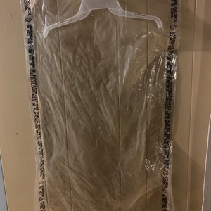 Clear Plastic Garment Storage Bags. 21 x 3 x 36 inches, 75 ml thick. Package of 12.