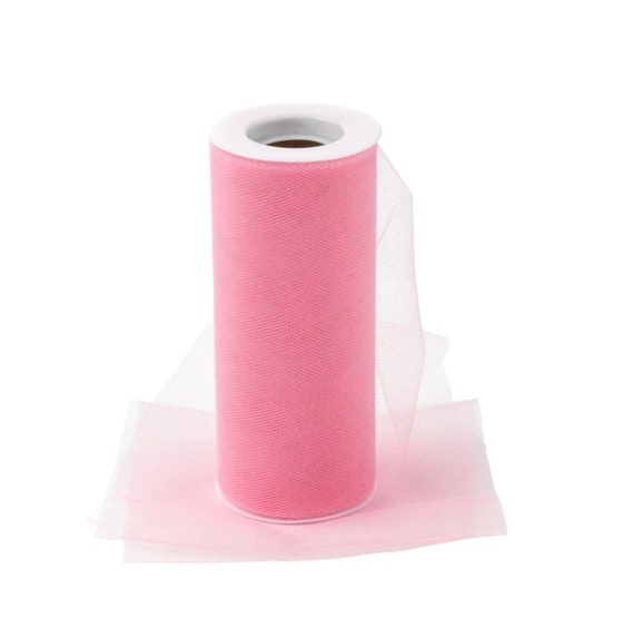 Bright Pink Tulle Spool Tulle Wrap Ribbon Roll Tulle Decor Fabric Roll Pink  Tulle 6 Inch X 25 Yards Pink Tulle Party Decoration 