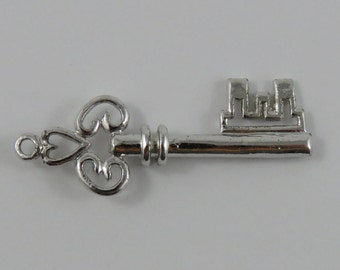 Key Sterling Silver Vintage Charm For Bracelet
