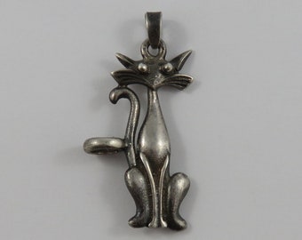 Cat Sterling Silver Vintage Charm For Bracelet