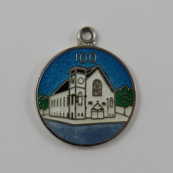 Enamel Adelaide Baptist Church 1877-1977 Sterling Silver Vintage Charm For Bracelet