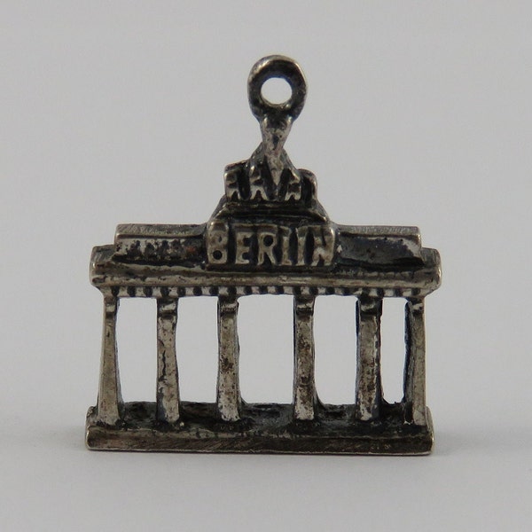 Berlín Puerta de Brandenburgo Plata de ley Vintage Charm para pulsera