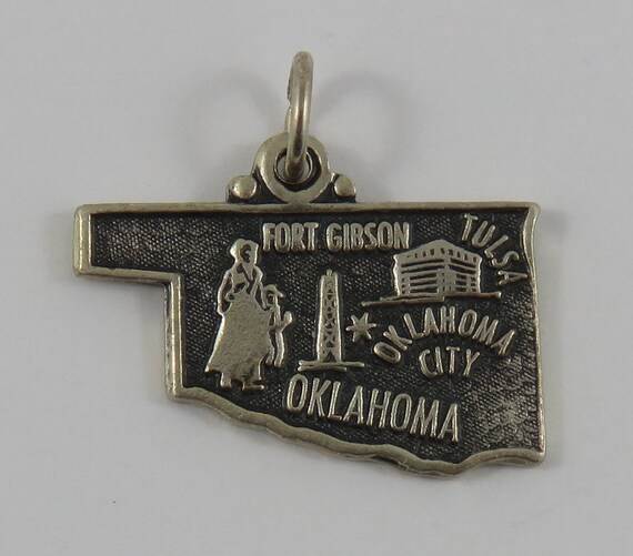 Oklahoma State Charm Antiqued Sterling Silver Oklahoma State Charm Antiqued Sterling Silver