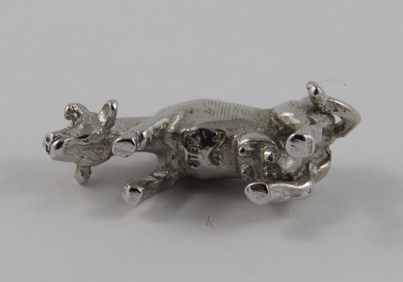 Cow Sterling Silver Vintage Charm For Bracelet
