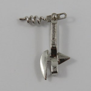 Bottle Opener & Corkscrew Mechanical Sterling Silver Vintage Charm For Bracelet image 1