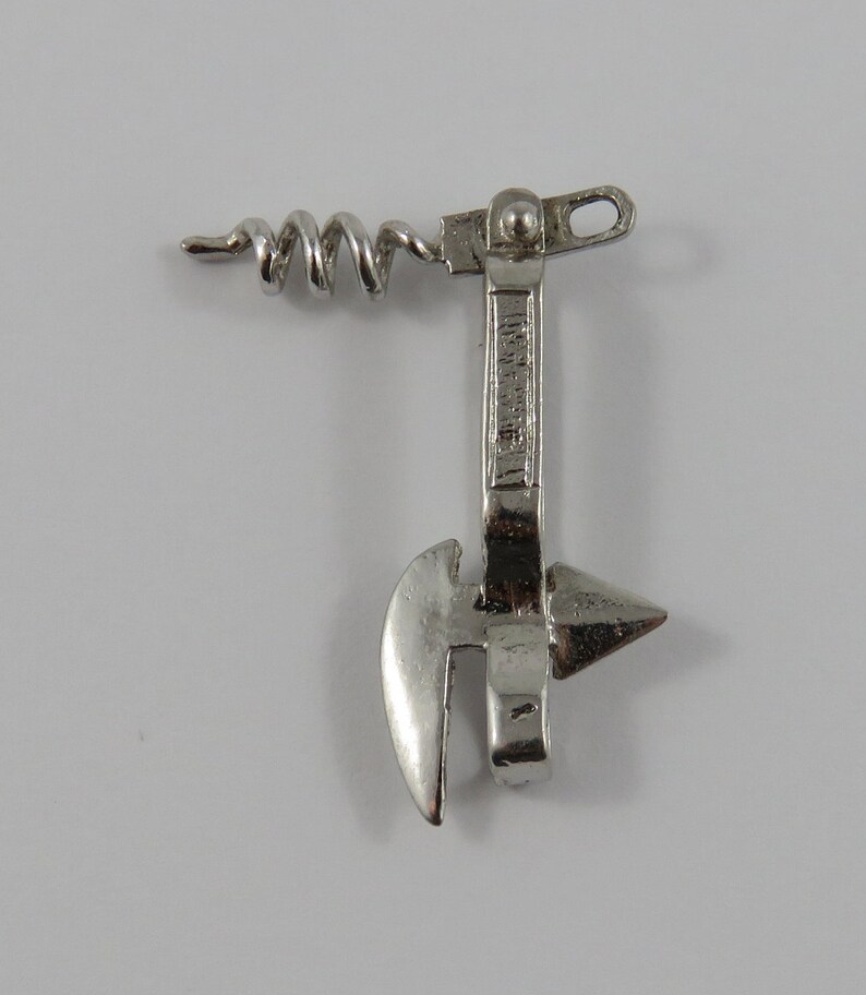 Bottle Opener & Corkscrew Mechanical Sterling Silver Vintage Charm For Bracelet image 1