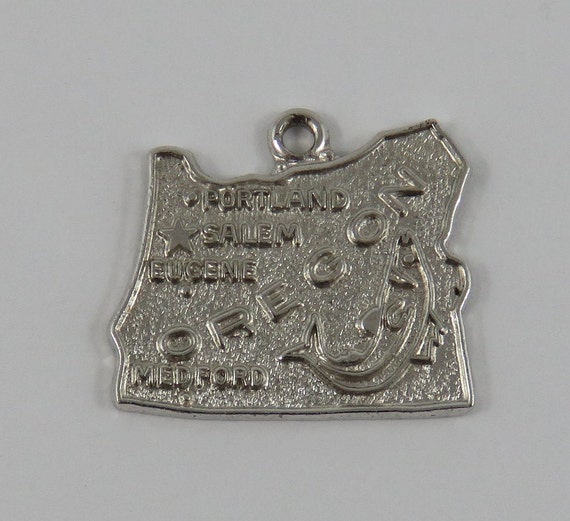 Oregon State Charm Antiqued Sterling Silver Oregon State Charm Antiqued Sterling Silver