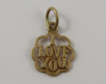 I Love You 10K Gold Vintage Charm For Bracelet